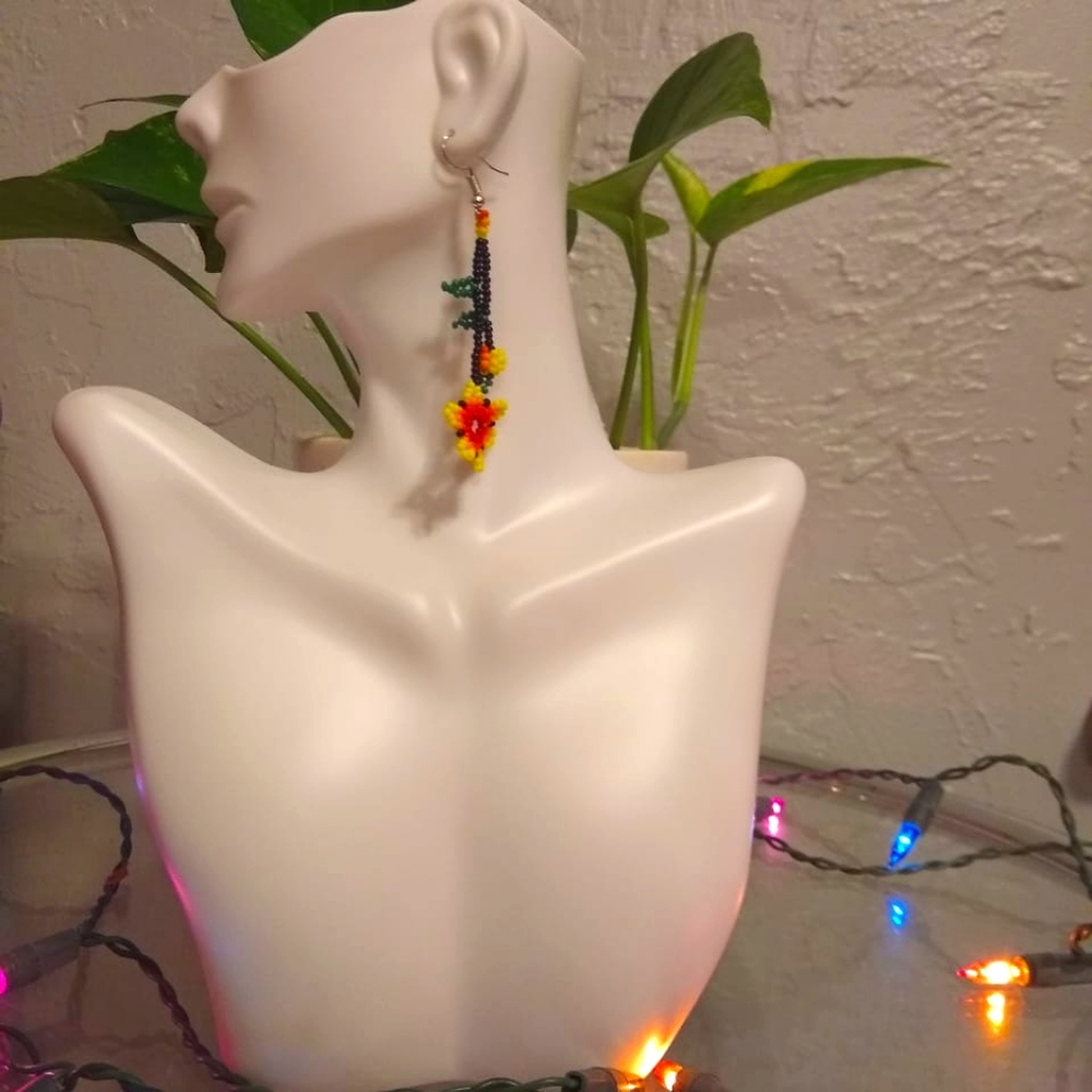 This are a beautiful pair of beaded earrings